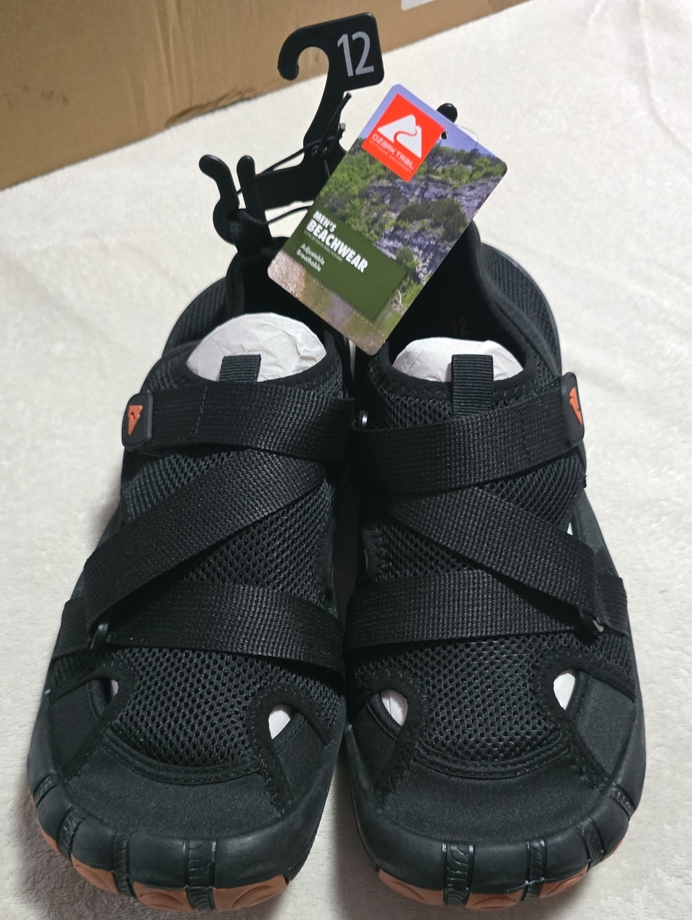 Ozark Trail Black Mesh Water Sandals with Tan Outsoles